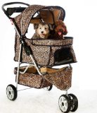 Discount All Terrain Extra Wide Leopard Skin 3 Wheels Pet Dog Cat Stroller w/RainCover
